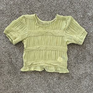 🌼 lemon sheer ruched crop top 🧺